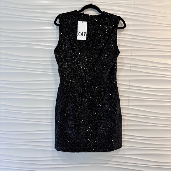 NWT Zara luxury holiday Sequin Little Black Cocktail Party Dress - Picture 9 of 15